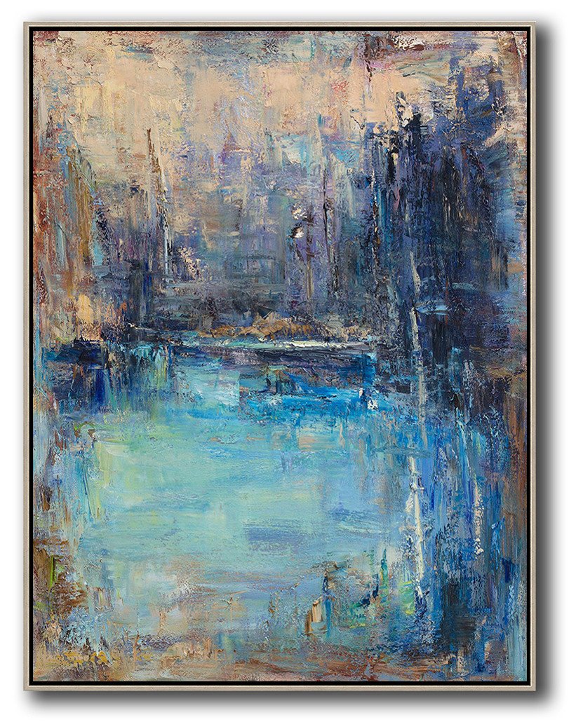 Hand-painted oversized abstract landscape painting by Jackson fine art artists
